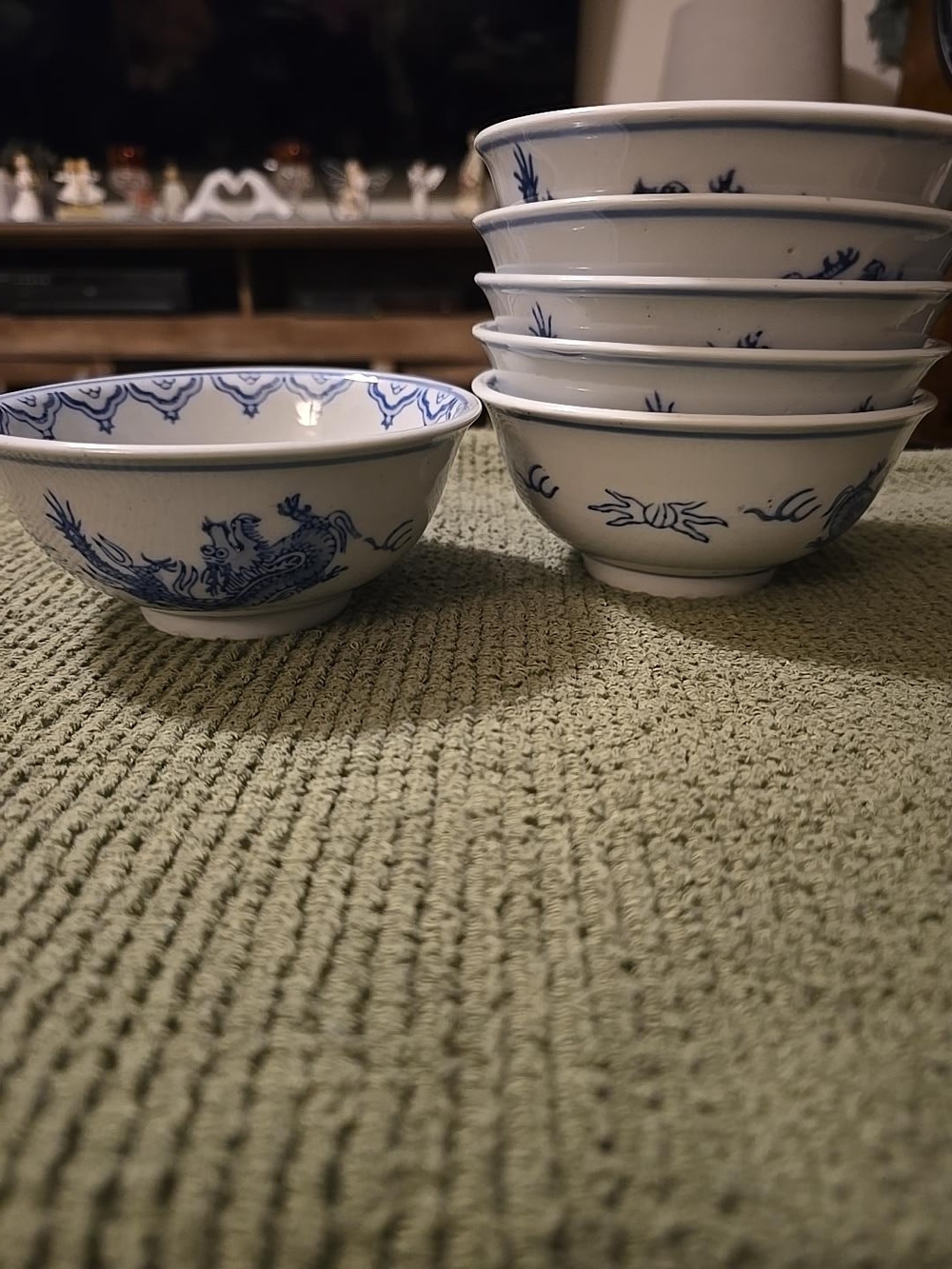 Blue and White Porcelain Serving Bowls - Classic Dragon Motif